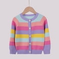 thumbnail image 3 of GYRATEDREAM Toddler Girls Cardigan Sweater Kids Uniform Tops Crew Neck Long Sleeve Rainbow Srtipe Sweaters 1-8 Years, 3 of 5