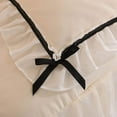 thumbnail image 4 of Juego de cama de color sólido con forma de corazón para niña coreana, falda de cama de algodón estilo princesa, sábana plana tamaño queen, funda de edredón y funda de almohada, 4 of 6
