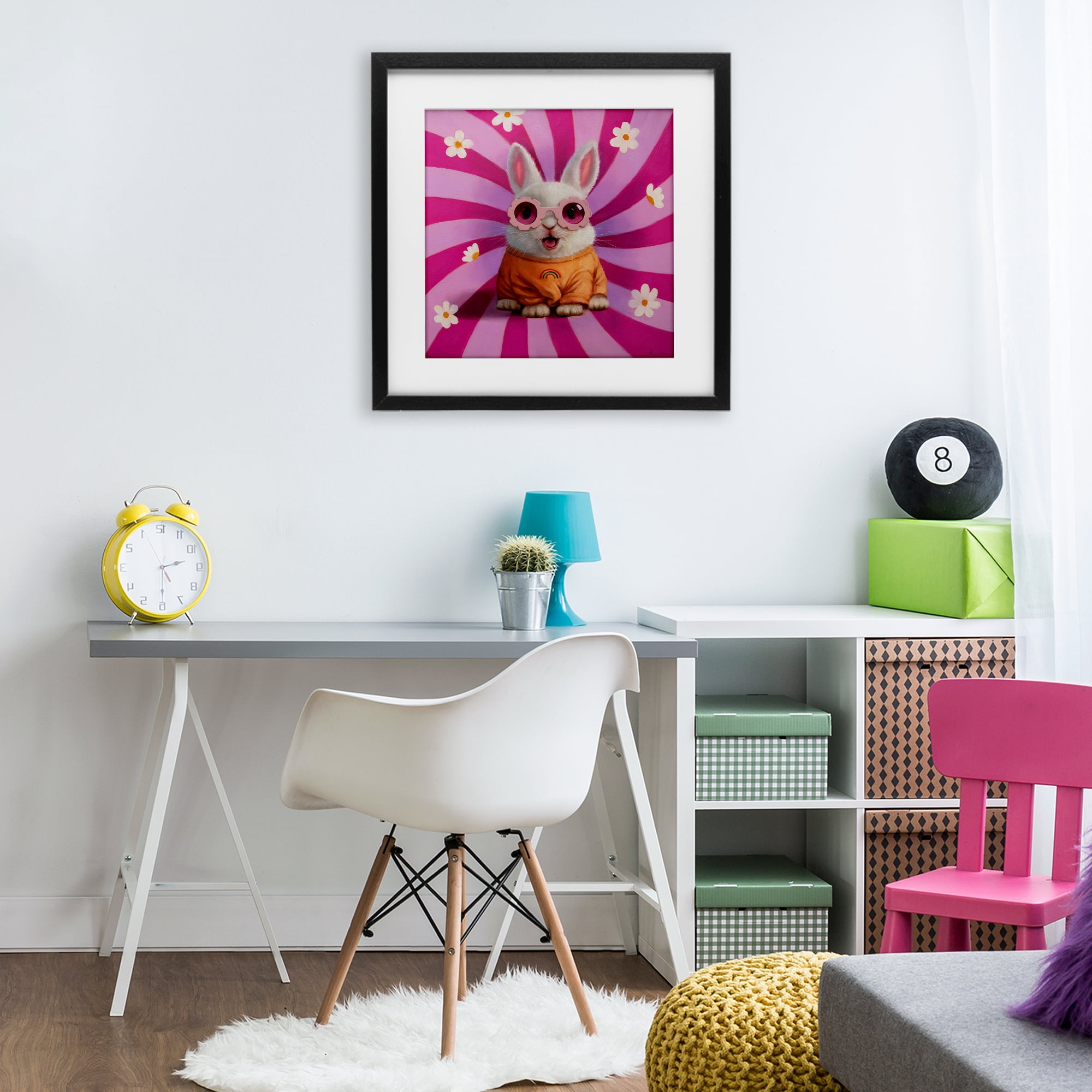 Stupell Industries Good Vibes Only Rabbit Black Framed Print Under Glass, design by Lucia Heffernan