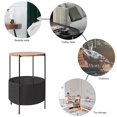 thumbnail image 3 of Small End Table, Sofa Side Table/Fabric Storage Basket, Round Coffee Table, Vintage Snack Table, Industrial Bedside Table, Metal Nightst/Detachable Wood Tray for Living Room Bedroom Balcony, 3 of 6