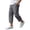 Dark Gray, variant on Men Drawstring Elastic Waist Split Hem Cropped Linen Capri Pants Crinkle Wrinkle Resistant Summer City Daily Casual Walking Trousers Gray S
