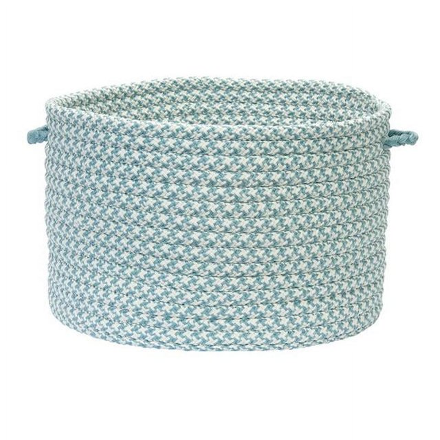 Outdoor Houndstooth Tweed - Sea Blue 18''x12'' Utility Basket