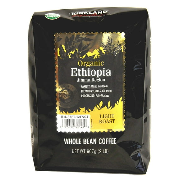 Kirkland Signature Organic Ethiopia Whole Bean Coffee Light Roast (32 Ounce)