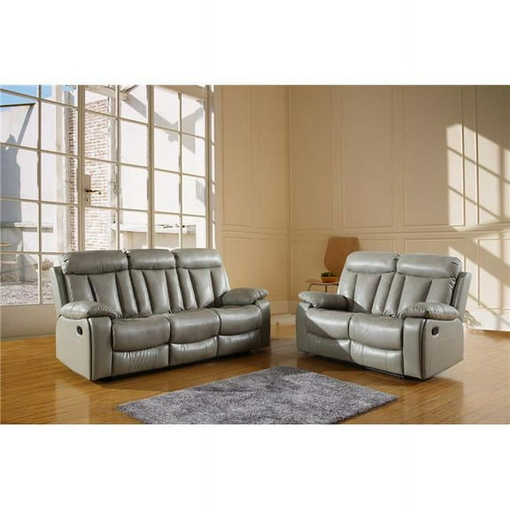 63'' X 39'' X 42'' Modern Gray Leather Sofa And Loveseat