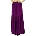 thumbnail image 3 of Bimba Boho Long Flaired Maxi Tier Skirt Elastic Waist Rayon Bohemian Skirts, 3 of 10