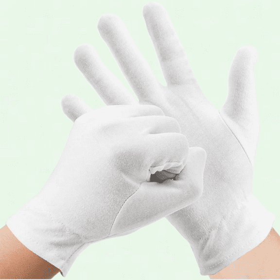 12 Pairs White Cotton Moisturizing Gloves Overnight, Soft Eczema Gloves for Dry Hands, Skin Spa Therapy Gloves