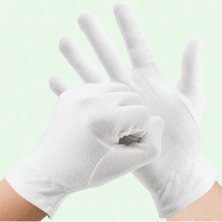 12 Pairs White Cotton Moisturizing Gloves Overnight, Soft Eczema Gloves for Dry Hands, Skin Spa Therapy Gloves