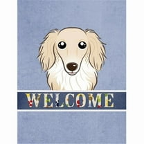 Carolines Treasures BB1398CHF Longhair Creme Dachshund Welcome Flag Canvas House Size