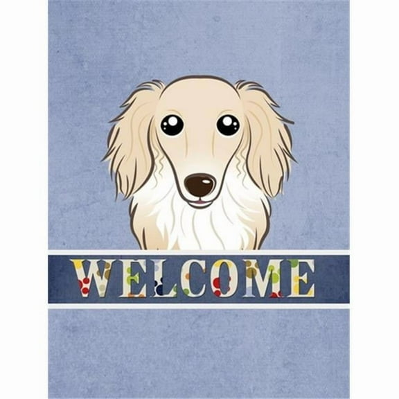 Carolines Treasures BB1398CHF Longhair Creme Dachshund Welcome Flag Canvas House Size