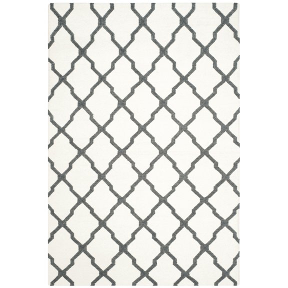 SAFAVIEH Dhurries Landon Geometric Area Rug, Ivory/Charcoal, 6' x 9'