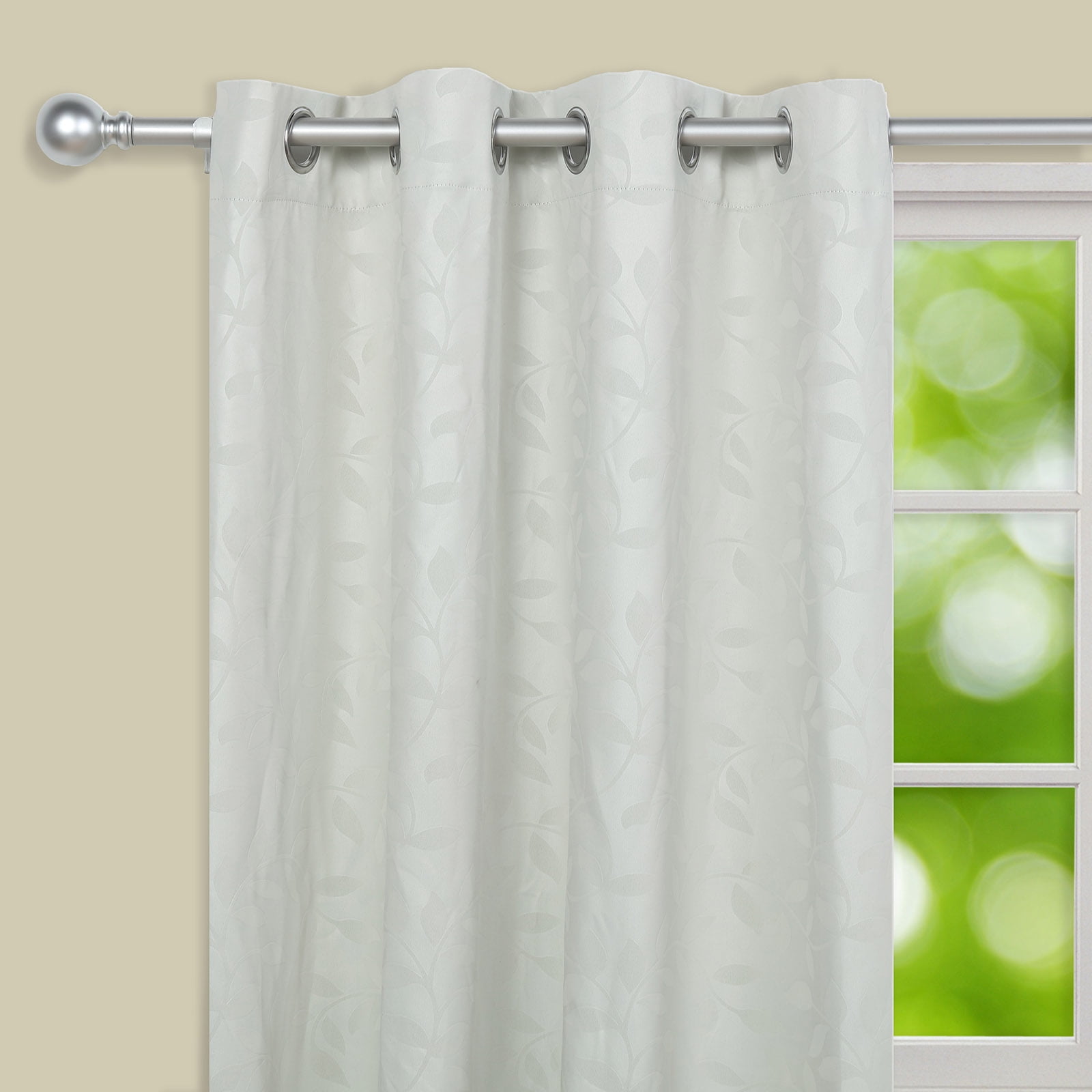 Silver Adjustable Metal Curtain Rod Set, Round Curtain Rods For Window