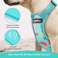 thumbnail image 7 of VavoPaw Dog Vehicle Safety Vest Harness, Adjustable Soft Padded Mesh Car Seat Belt Leash Harness with Travel Strap and Carabiner for Most Cars, Size Large, Lake Blue Flower, 7 of 7