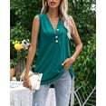 thumbnail image 6 of Richie House Women's Sleeveless Button-Front Top Ribbed Knit Long Summer Shirt RHW2889, 6 of 7