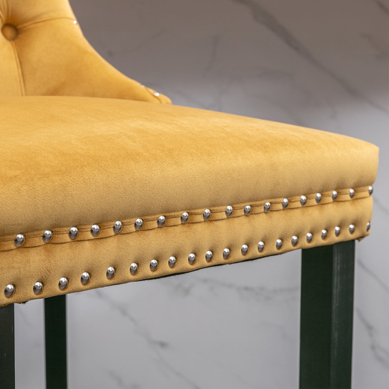 Demi Bonn 40" Counter Height Bar Stools Set of 2, Velvet Upholstered Barstools with Back, Kitchen Island Countertop Chairs for Dining Room, Gold