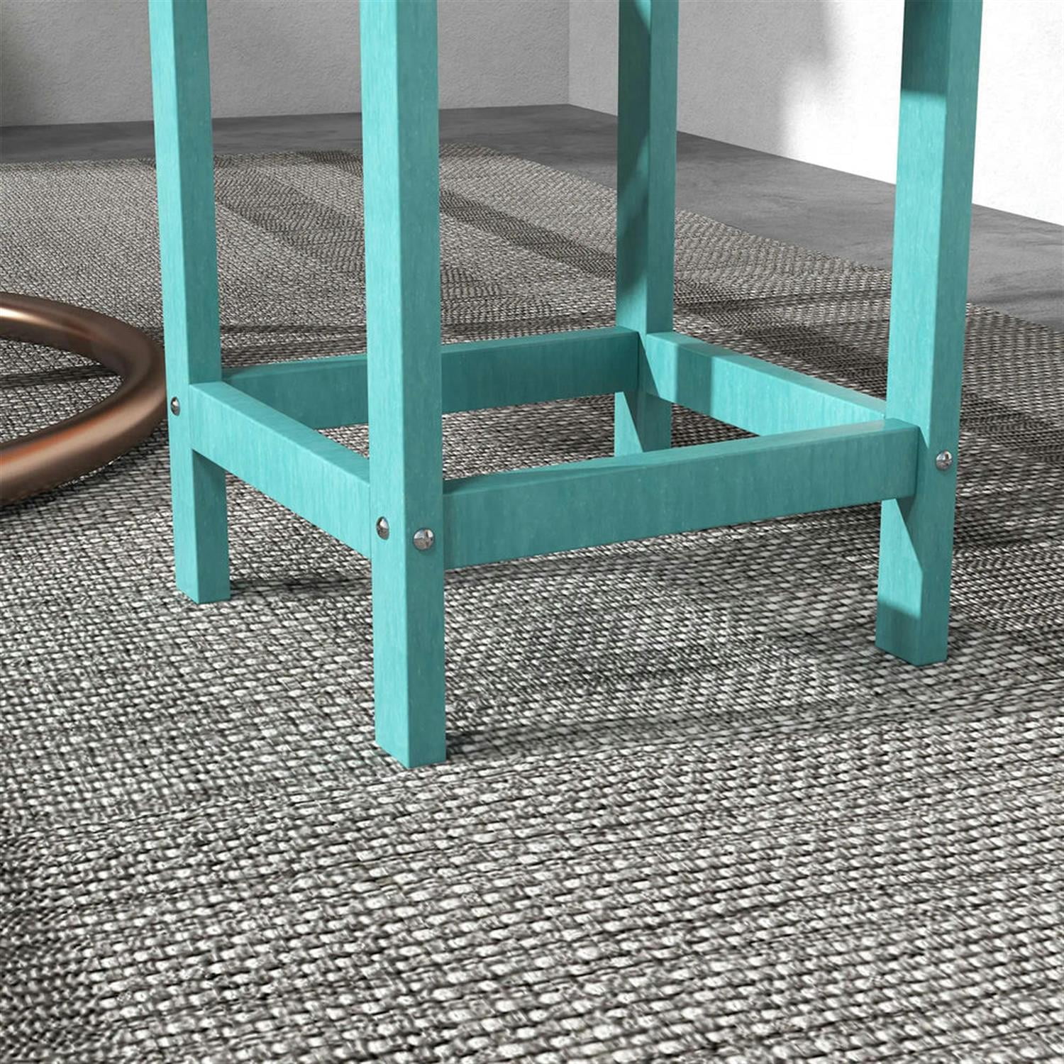 Demi Bonn 15" Square Outdoor End Table, HDPE Plastic Tea Table with Adirondack Chair Compatibility for Backyard & Lawn, Green