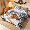 thumbnail image 3 of Erosebridal Xmas Gingerbread Twin Quilt Set 2 Pieces,Merry Christmas Twin Coverlet Set,White Green,1 Bedspread and 1 Pillowcase, 3 of 7