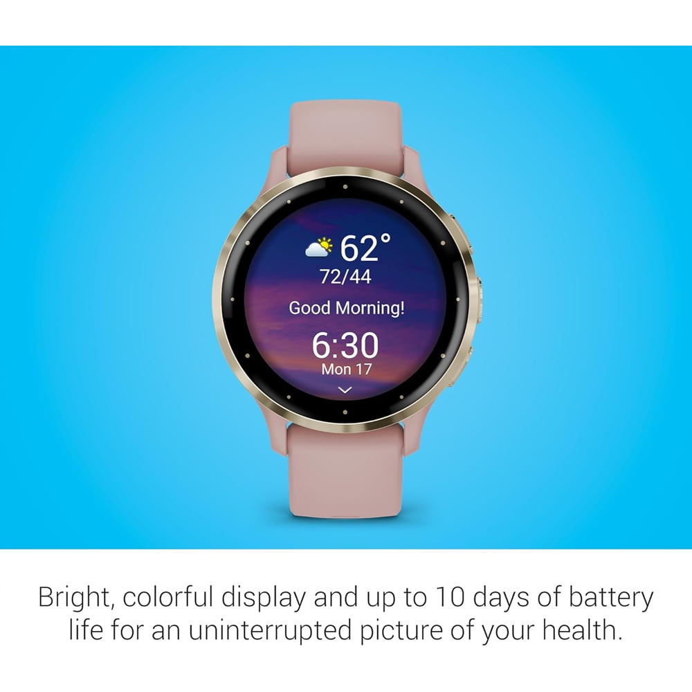 Restored Garmin Venu 3S Fitness GPS Smartwatch Gold Bezel w/ Rose Case (41mm) Refurbished
