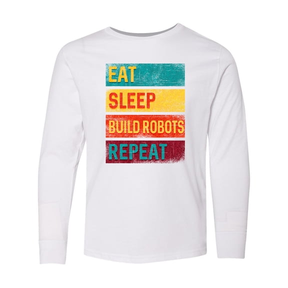 Inktastic Robotics Eat Sleep Build Robots Repeat Long Sleeve Youth T-Shirt