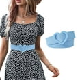 thumbnail image 2 of CBGELRT Woven Belt for Women Straw Elastic Stretch Waist Belt Boho Belts with Heart Buckle Ladies Summer Beach Dress Jeans Belts, Sky Blue, 2 of 5