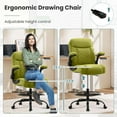 thumbnail image 3 of Drafting Chair for Standing Desk – Tall Office Chair with Adjustable Height & Foot Ring, Flip-Up Arms, Lumbar Support – Comfortable Fabric Seat, Ideal Home Desk Chair, 3 of 9