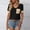 Black, variant on Dressy Sequins Patchwork Short Sleeve T-Shirt for Women Summer Loose Crewneck Tunic Tops Business Casual Blouse