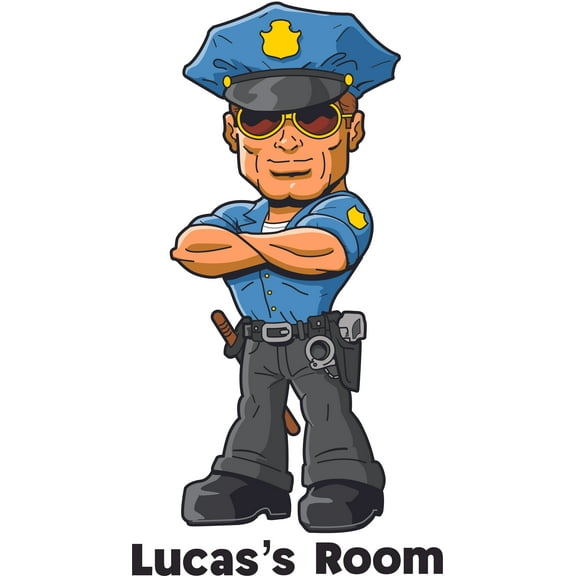Design with Vinyl Cop Officer Cartoon Wall Decal