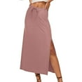 thumbnail image 3 of XINXIAOO Linen Flared Maxi Skirt with Back Slit Elastic Waist Drawstring Long Flowy Ankle Length Skirt Toddler Ballet Skirt Long Skirts for Girls High Low Skirt Mini Skirt Skirts for Women Trendy 50s, 3 of 8