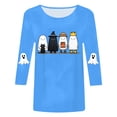 thumbnail image 6 of Jkety Women T Shirt Womens 3/4 Length Sleeve Tunic Tops Casual V Neck Shirts Basic Tees Business Work Blouses Summer Fall 2025 Clothes(Blue,M), 6 of 6