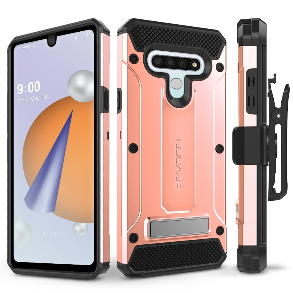 LG Stylo 6 Case, Evocel [Glass Screen Protector] [Belt Clip Holster] [Metal Kickstand] [Full Body] Explorer Series Pro Phone Case for LG Stylo 6, Rose Gold