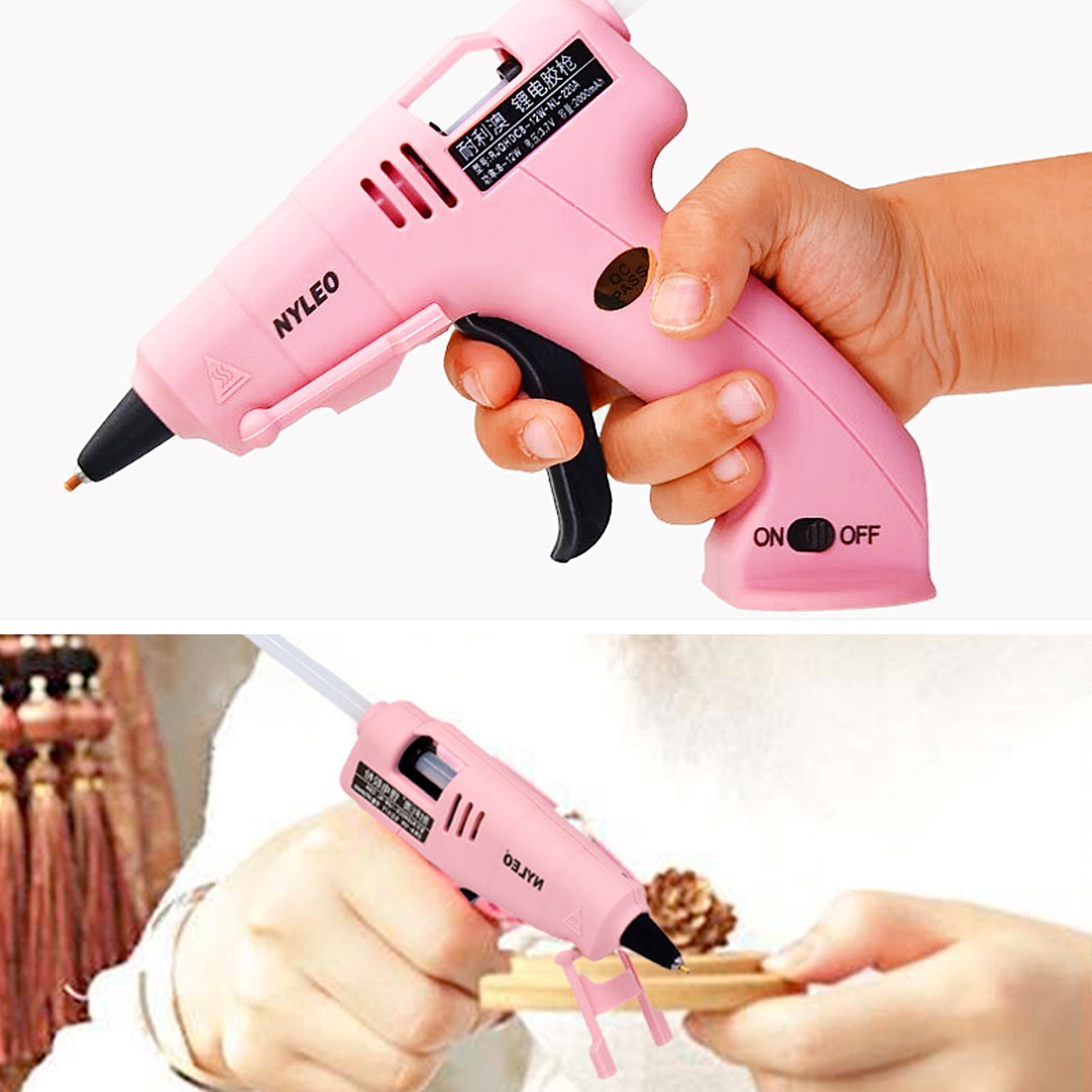 Pebbuoy Cordless Hot Melt Glue Tool with Glue Sticks USB Charging 2000mAh Rapid Heating Glue Tool Kit Child Hand Crafts Home DIY Repair Wireless Glue Tool