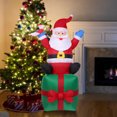 thumbnail image 2 of Decor 6 Feet Christmas Inflatable Santa Claus Carry Gift  Lighted Inflatable Christmas Decoration Xmas Holiday Blow Up Party Display with Fan Blower Ground Stake Ropes Water, 2 of 7