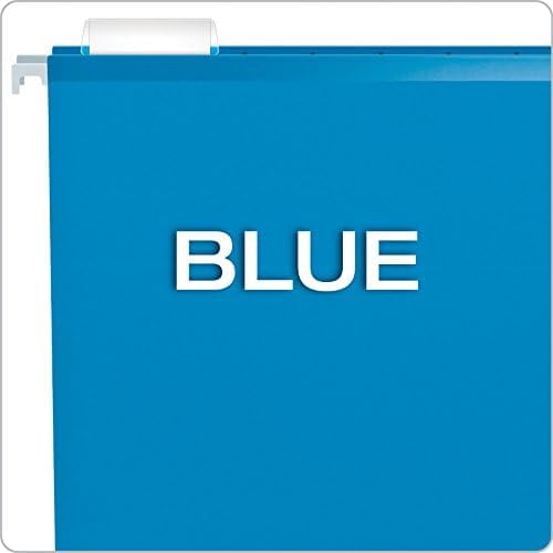 Reinforced Hanging File Folders, Letter Size, Blue, 1/5 Cut, 25/BX (4152 1/5 BLU) (Pack of 2)