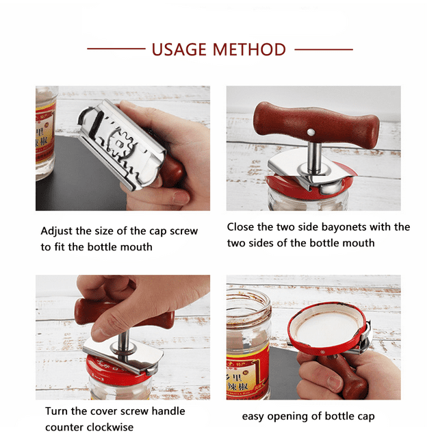 Jar Opener Stainless Steel Manual Can Opener Adjustable Anti-slip Hand Bottle Opening Tool