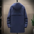 thumbnail image 5 of QHFBli Regular Fit Mens Trench Coat Men's Slim Fit Mid-Length Anorak Jacket Hooded Windproof Trench Coat for Navy M, 5 of 6