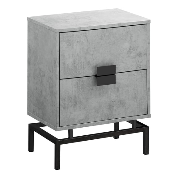 Monarch Specialties Accent Table - 24"H, Grey Cement, Black Nickel Metal