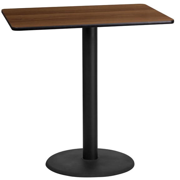 Bowery Hill 24" x 42" Restaurant Bar Table in Black and Walnut