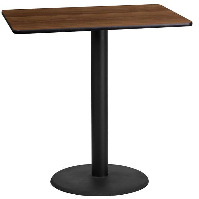 Bowery Hill 24" x 42" Restaurant Bar Table in Black and Walnut