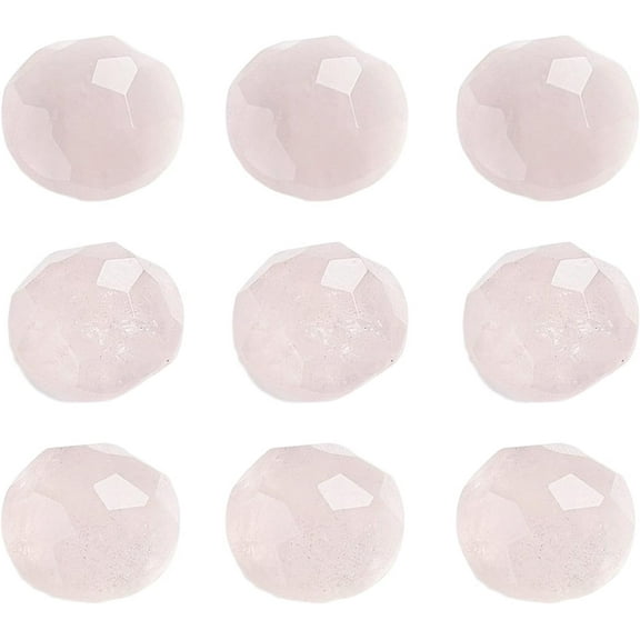 50pcs Faceted Quartz Chakra Stone 8mm Natural Rose Quartz Cabochons Half Round Dome Chakra Stones Crystals Gemstone Cabochons for Jewelry Making