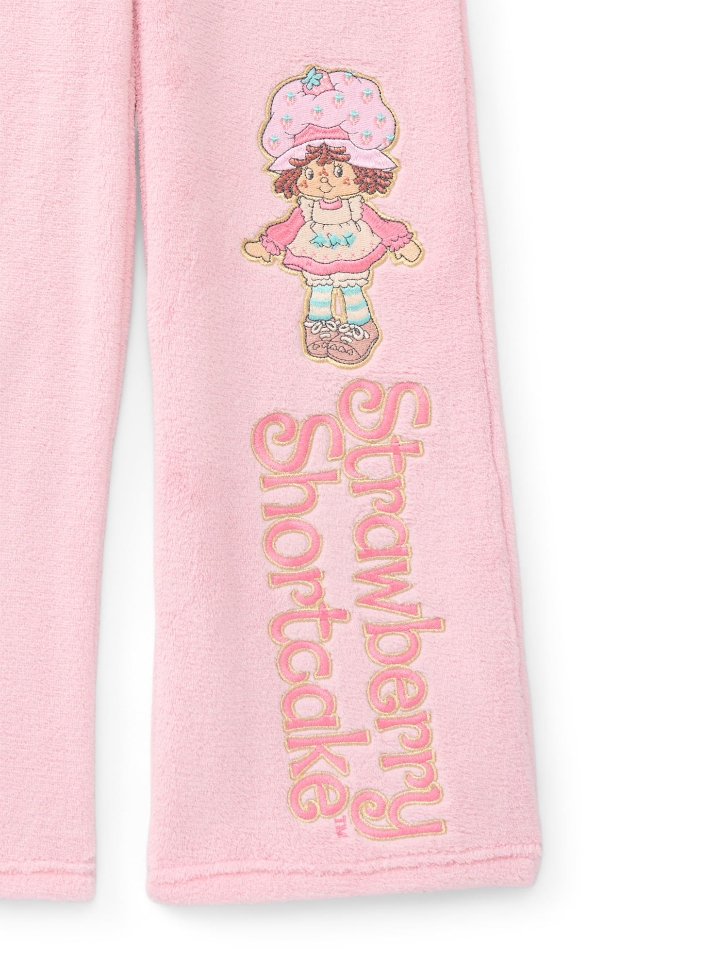 Strawberry Shortcake Girls Plush Sweatpants with Embroidery, Sizes 4-16