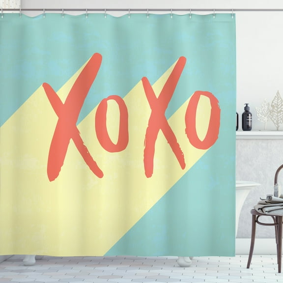 Ambesonne Xo Shower Curtain, Pop Art Style Retro Vibrant, 69"Wx75"L, Dark Coral Turquoise