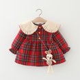 thumbnail image 2 of HNMKIU Toddler Kids Baby Girls Dress Bohemia Plaid Long Sleeve Casual A Line With Doll Collar Party Clothes For Fall And Winter Red,12-18 Months, 2 of 7