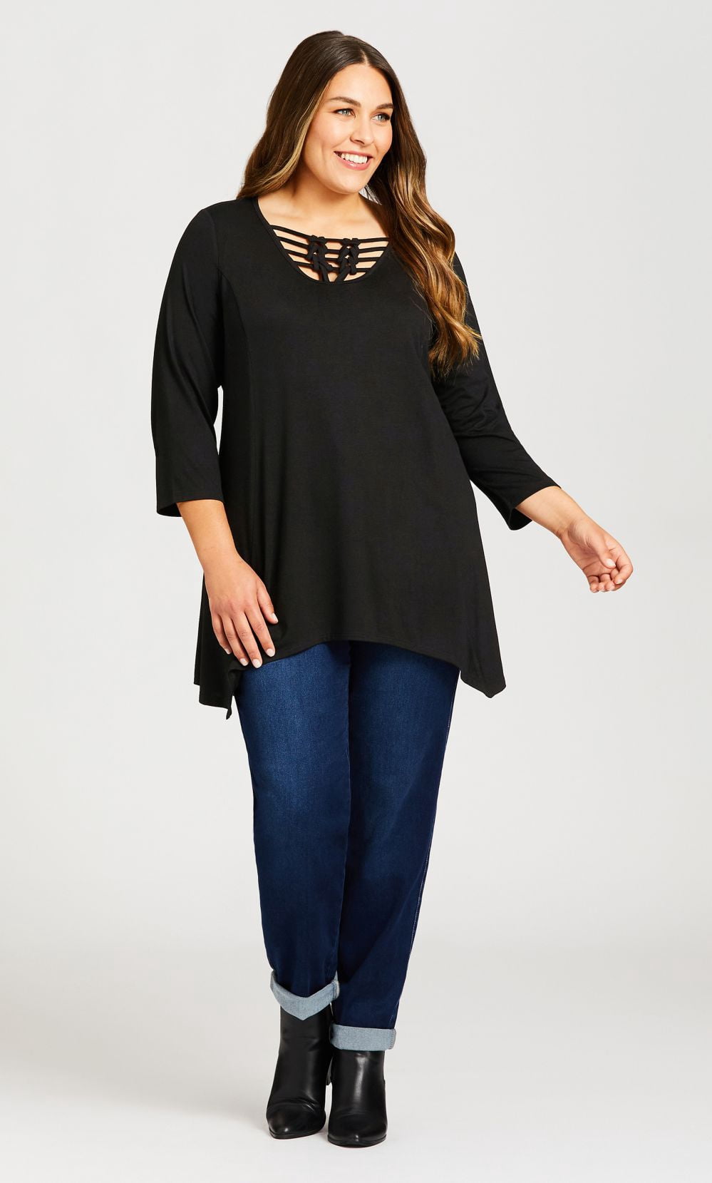 plus size black tunic top
