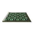thumbnail image 2 of Ahgly Company Machine Washable Indoor Round Checkered Turquoise Blue Modern Area Rugs, 5' Round, 2 of 4