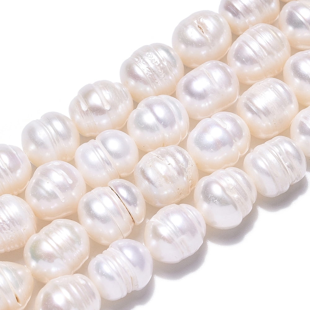 Natural Cultured Freshwater Pearl Beads Strands Baroque Keshi Pearl Rice Beads Seashell Color 8~11x8.5~9mm Hole: 0.7~0.8mm 19pcs/strand