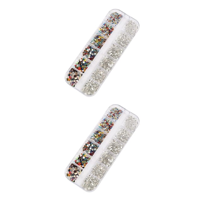 Shengyu 1 Bag Glass Crystal Eye-catching Easy to Paste Nail Rhinestones DIY Handcraft Different Styles Sweet Gift for Mobile Phone Type 1 White and Mixed Colo 2PCS