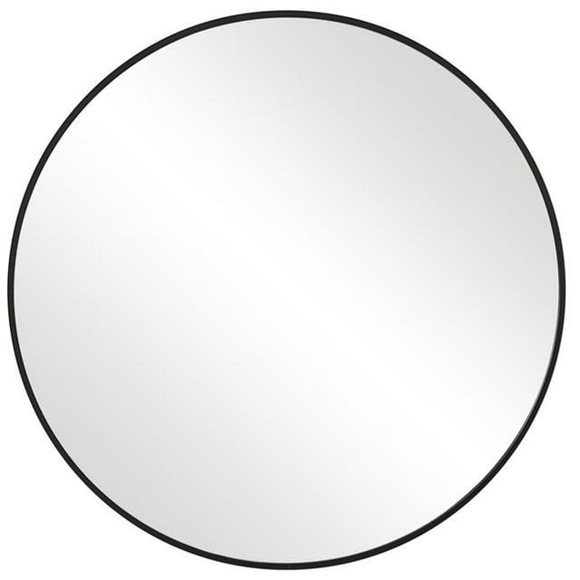 Benjara BM239324 Miroir de Cadre en Métal Élégant de Forme Ronde de 24 Po&44; Noir