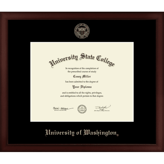 University of Washington Diploma Frame, Document Size 11" x 8.5"