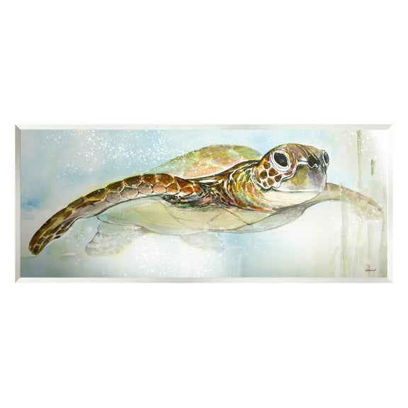 Stupell Industries Peaceful Sea Turtle Swimming Graphic Art Unframed Art Print Wall Art, Design by Diannart