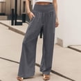 thumbnail image 2 of Seductiva Soft Leggings for Women Linen Pants Women Summer Wide Leg Pants Drawstring Elastic Waist Pants High Waisted Pants Casual Beach Trousers Loose Casual Pants, 2 of 5