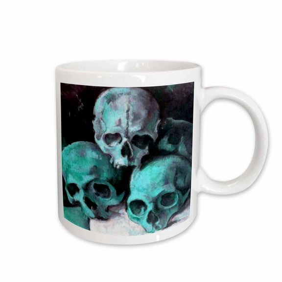 3drose, a Homage to Cézanne Pyramid of Skulls in Classic Blue and Teal, 11oz Mug